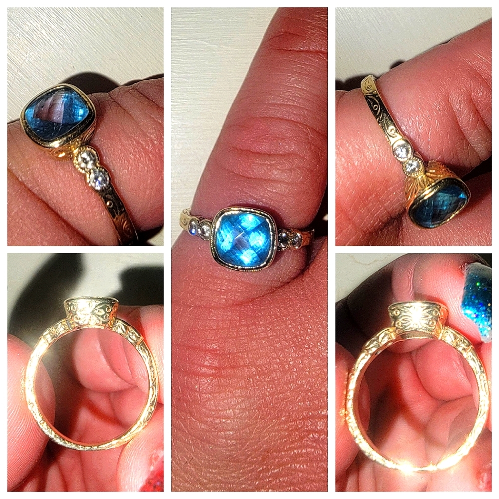 Blue topaz engagement ring
